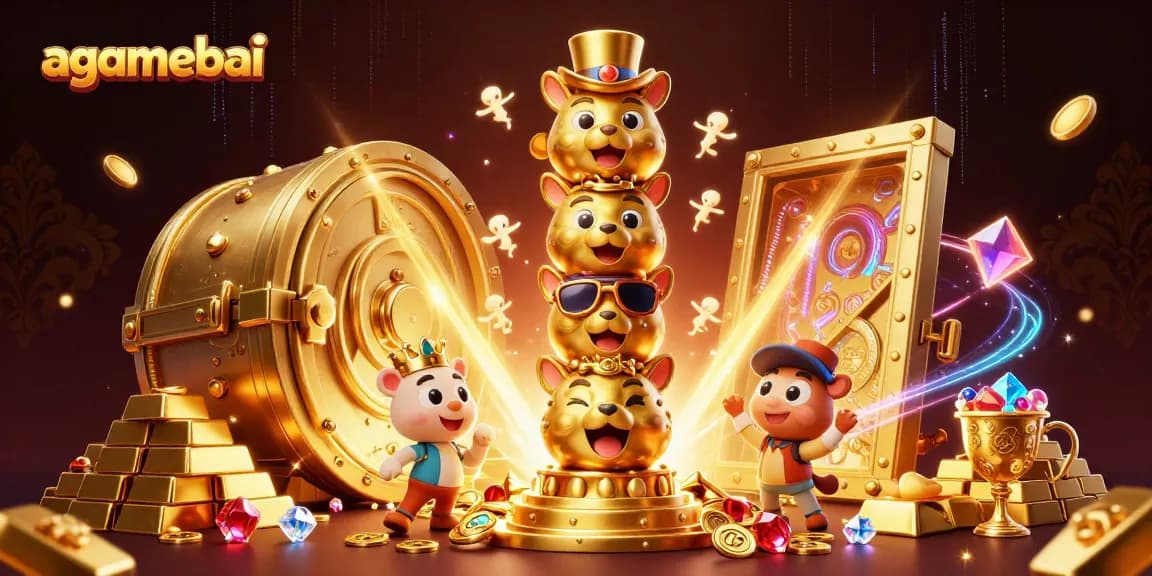 Experience the excitement of agamebai with an engaging 3D casino totem scene filled with treasures.