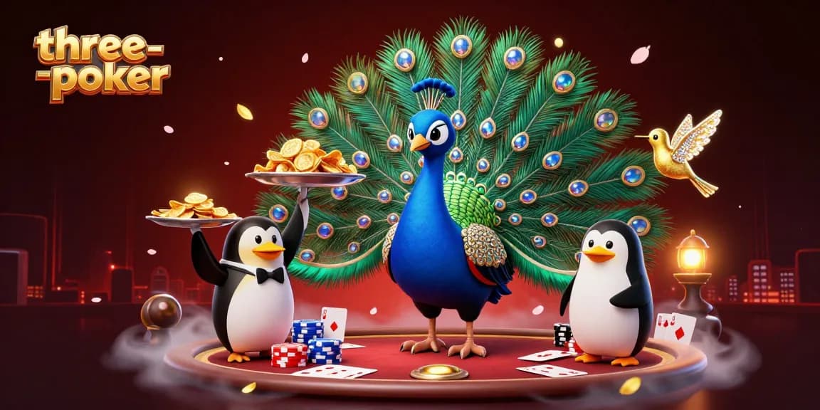 Engage in three-card-poker action with dynamic characters and game elements showcasing the excitement of high-stakes poker.