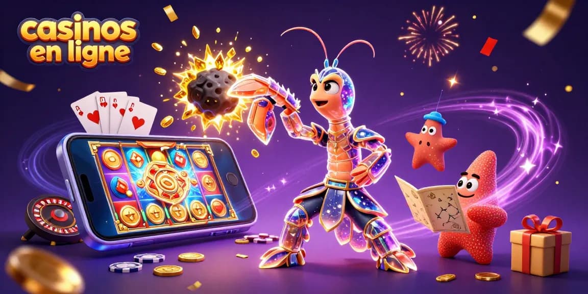 Vue illustrée d'un samouraï mantis et une étoile de mer parmi des casinos en ligne, représentant un jeu vibrant.