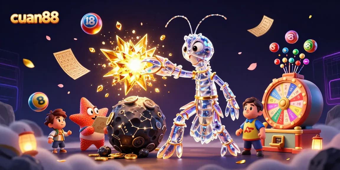 Experience cuan88 with vibrant lottery elements and intricate characters in a dynamic casino scene.