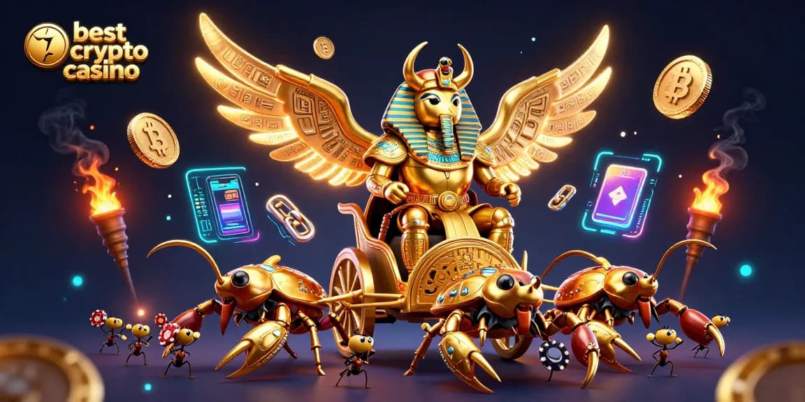 Le meilleur crypto casino révèle ses trésors avec des scorpions scintillants et un scarabée doré.