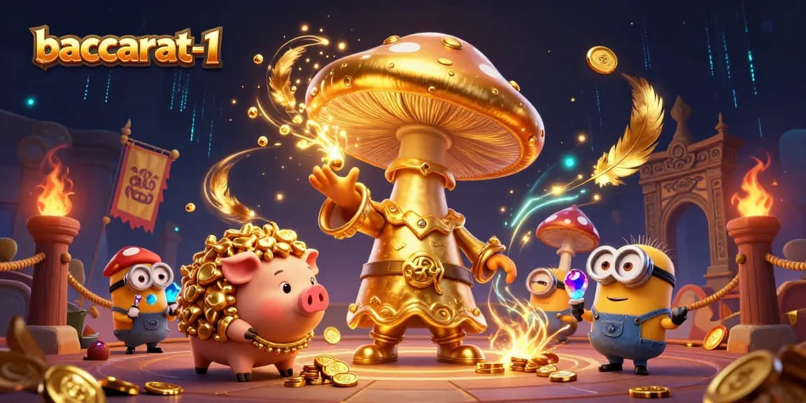 Engage with baccarat-1's golden wizard magic in an exciting 3D casino scene full of treasures