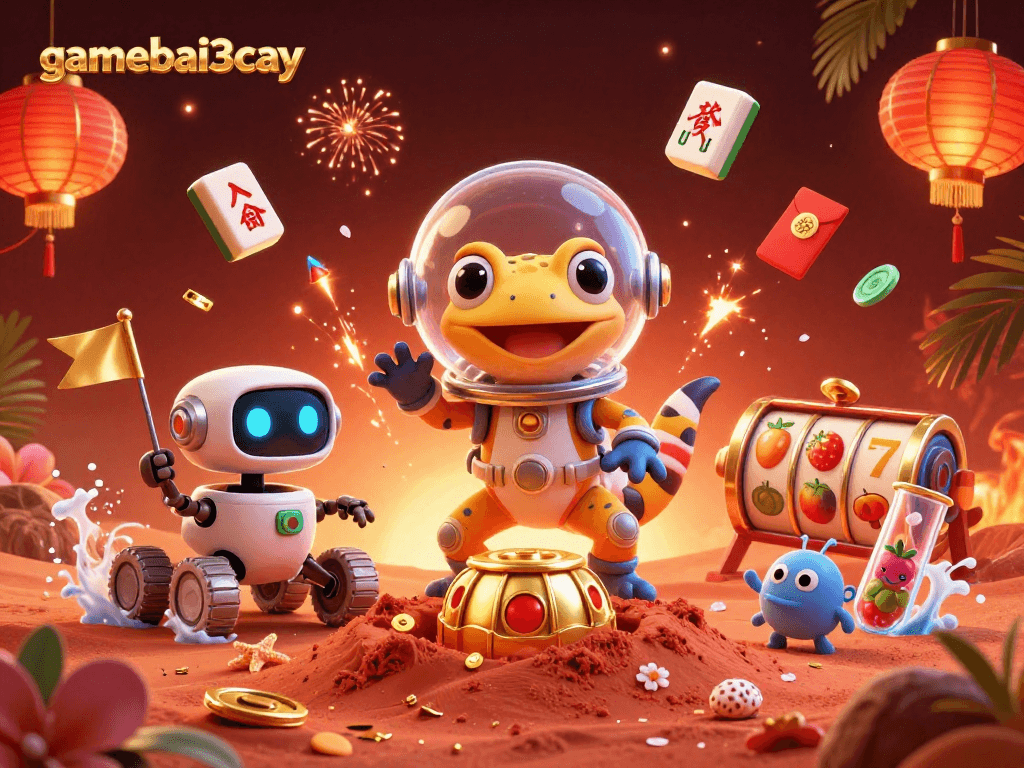 Experience thrilling gameplay in gamebai3cay's vibrant Martian casino adventure with unique alien characters.
