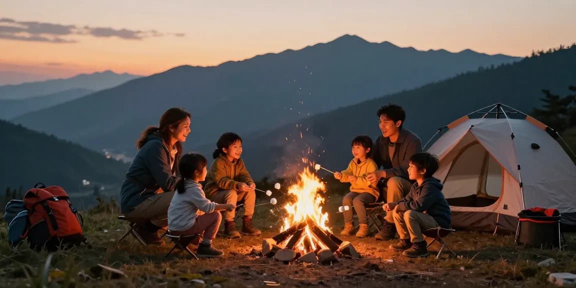 Family enjoying outdoor adventure at sunset, focusing on mantra88 login for adventure channel.