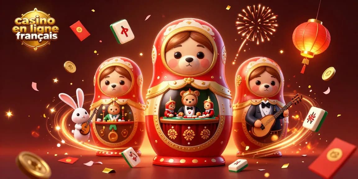 Profiter des sensations du casino en ligne français avec des ours en habits de croupier et des éléments festifs.