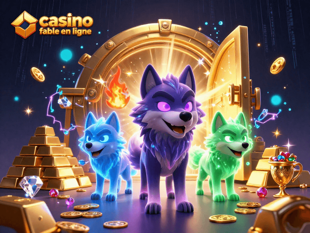 Casino fiable en ligne avec une scène dynamique de loups fantômes entourés de trésors.