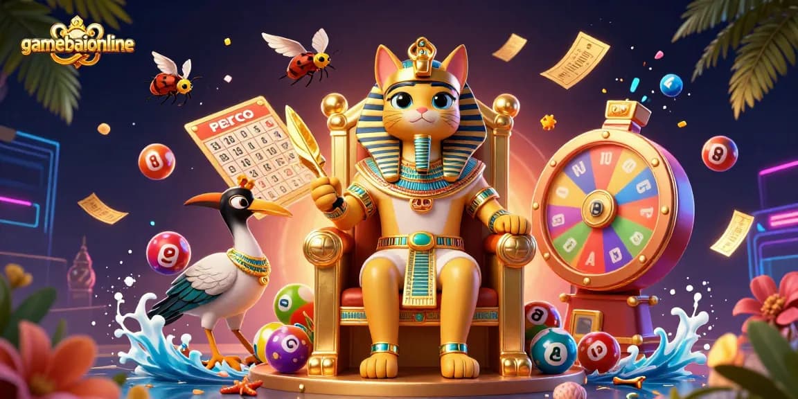 Experience excitement with gamebaiionline as vibrant elements and characters celebrate the thrill of gambling.