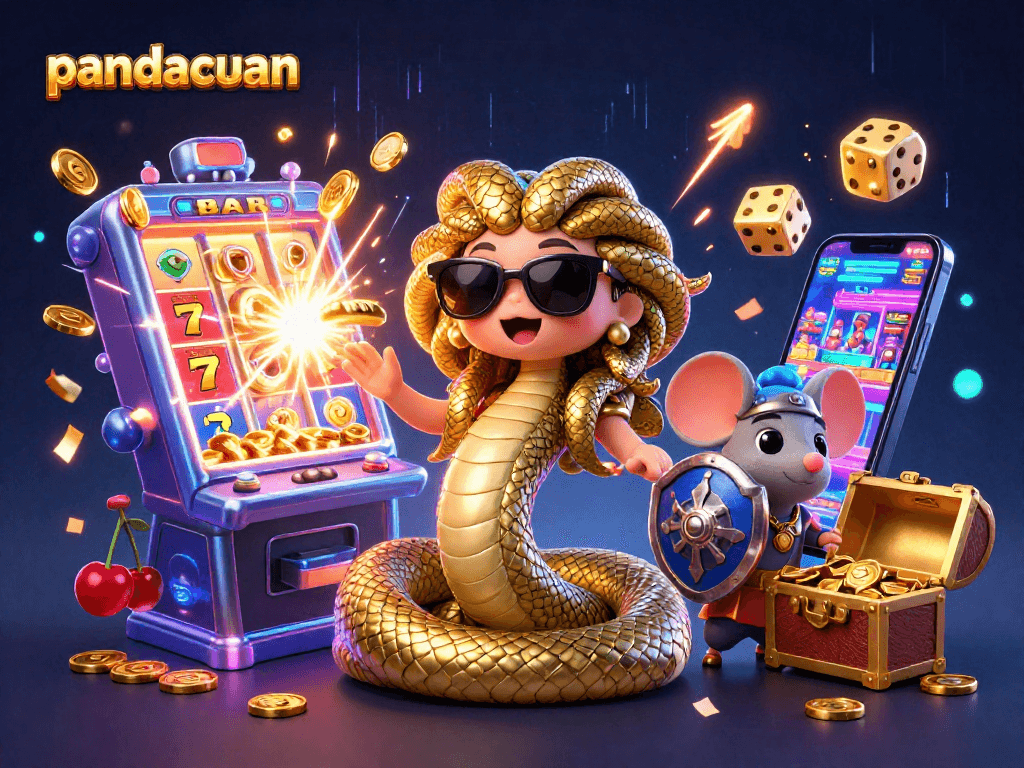 Slot pandacuan menunjukkan jackpot berlipat dengan simbol yang berwarna-warni menciptakan suasana meriah.