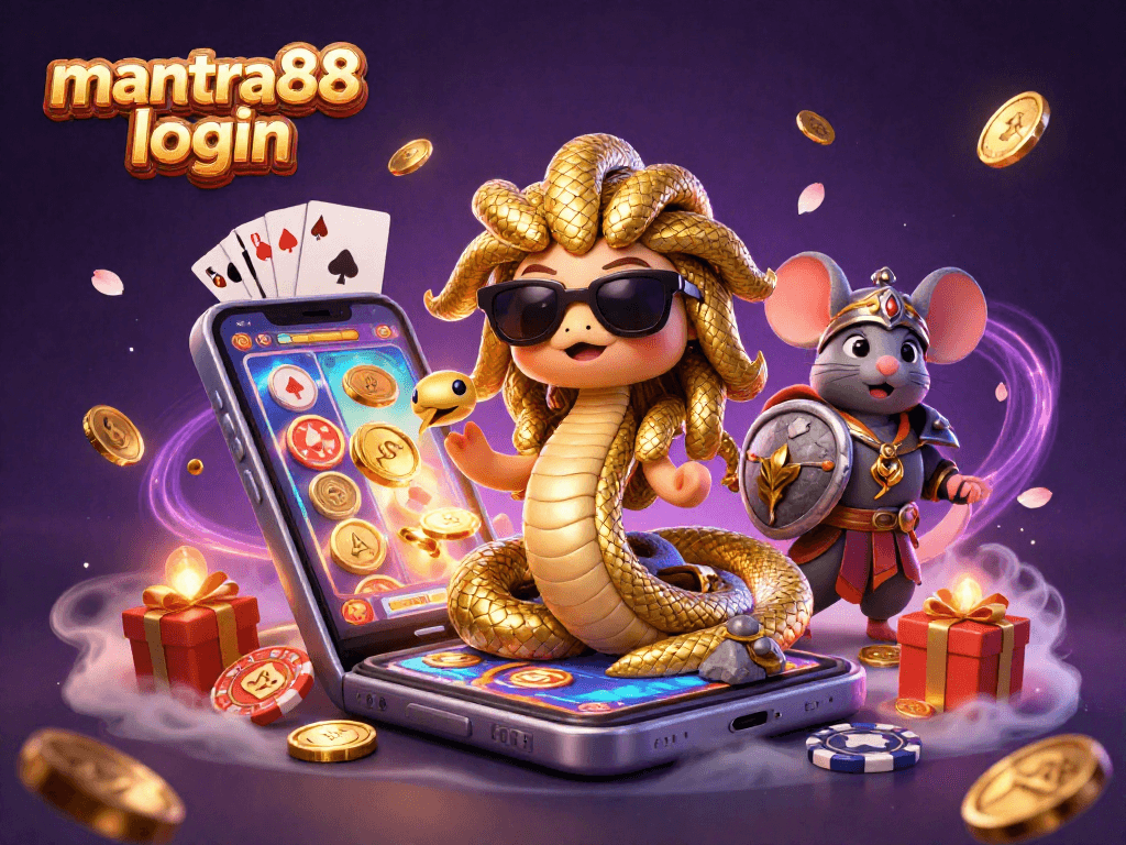 Experience seamless gameplay with mantra88 login, featuring vibrant casino elements from digital illustrations.