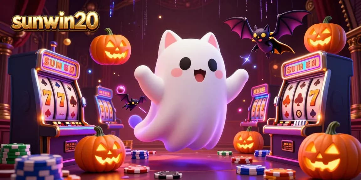 Experience thrilling gameplay with sunwin20 in this vibrant haunted casino scene.