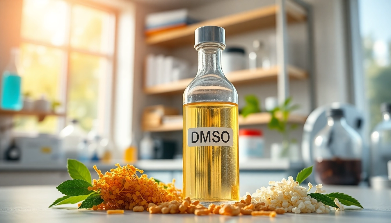 Showcasing dmso organic in a laboratory setting with scientific materials.