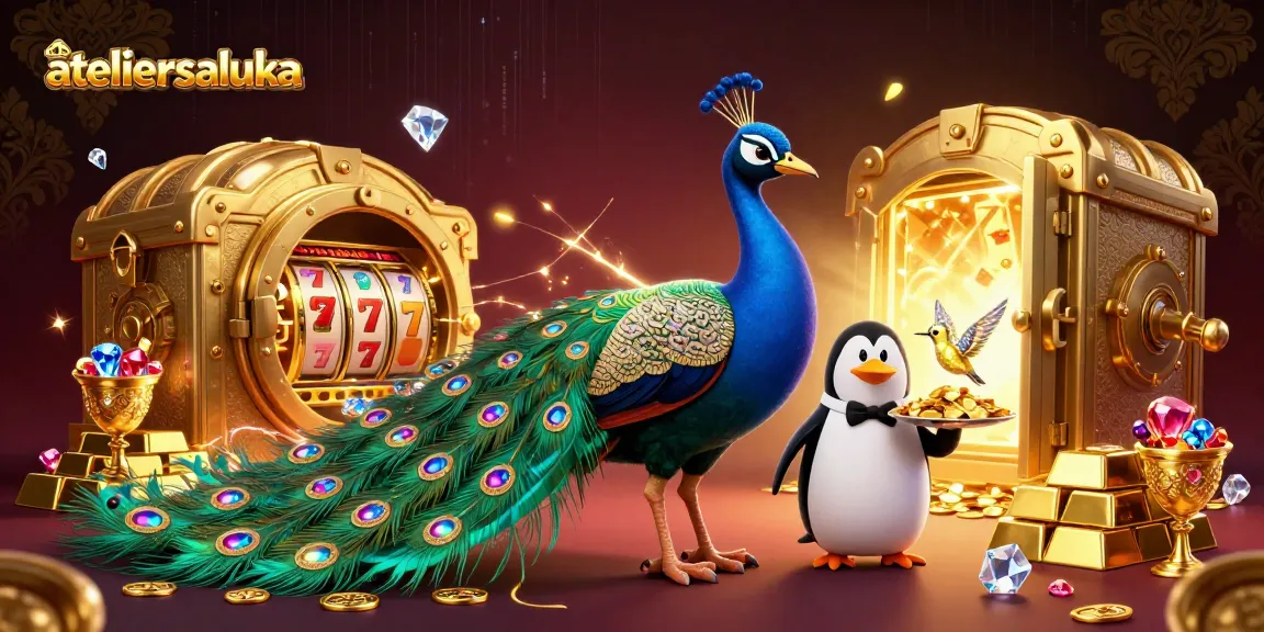 Engage with ateliersaluka's vibrant casino scene featuring rich 3D characters and slot elements.