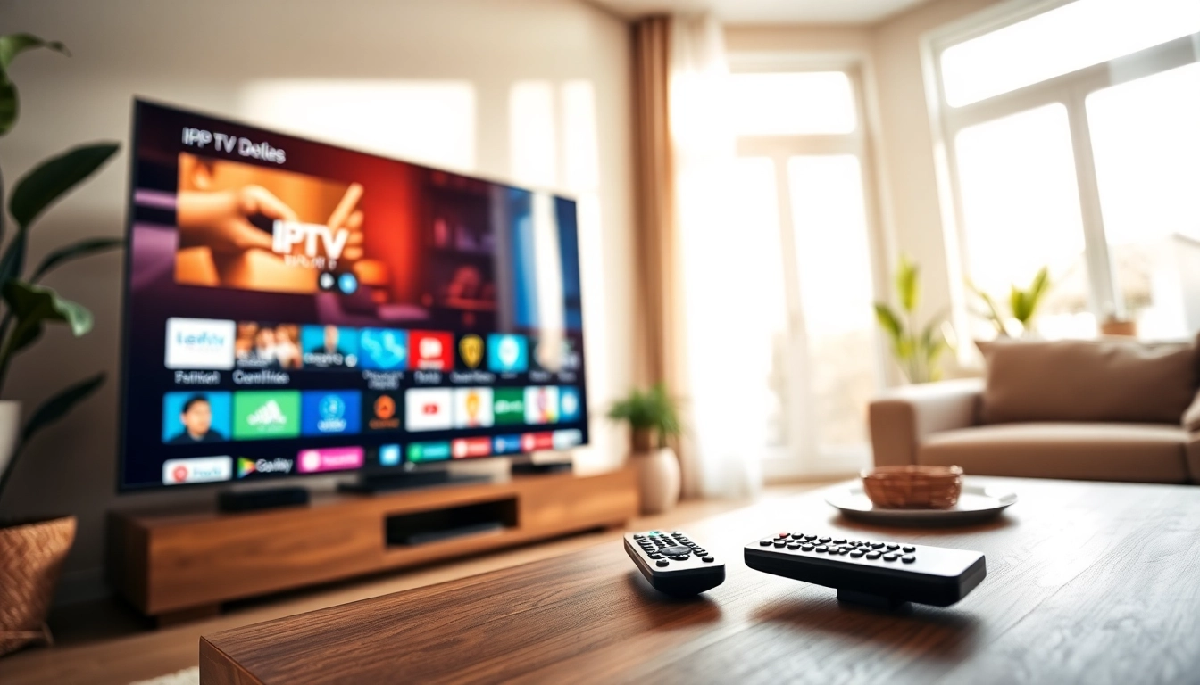 Experience free trial iptv with a modern streaming setup in a cozy living room.