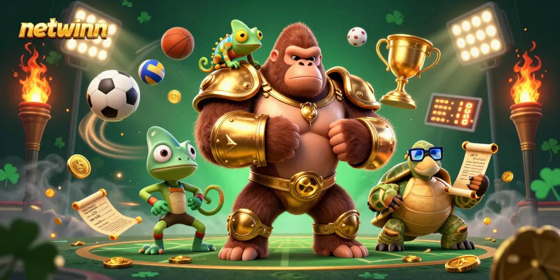 Experience the excitement of netwinn with a powerful gorilla king, a chameleon spy, and sports elements!