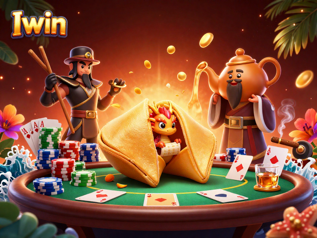 Engage in thrilling poker action with Iwin as the golden fortune cookie reveals hidden treasures.