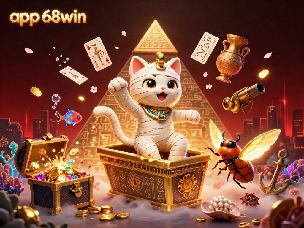 Experience the excitement of app 68win in a vibrant casino scene featuring unique mythical characters and treasures.