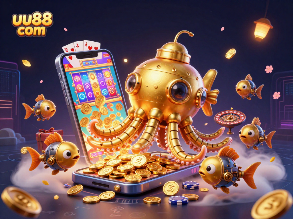 Engage with slots and casino games on uu88 com featuring a dynamic golden kraken scene.