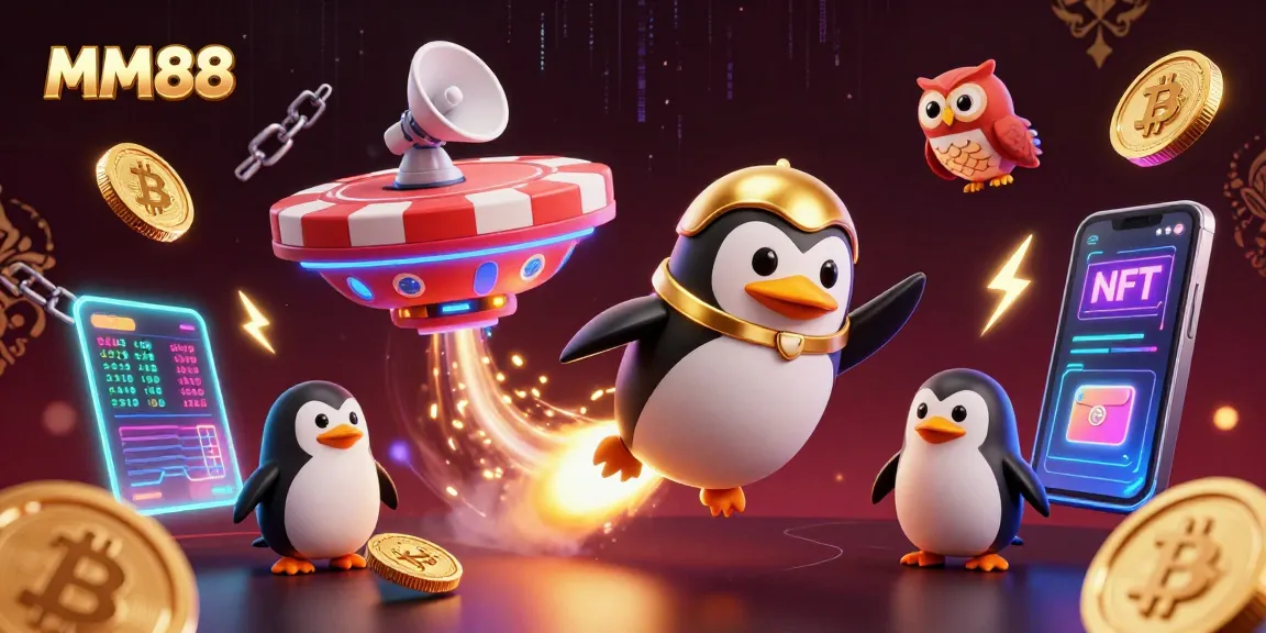 Engage with MM88's thrilling casino experience through vibrant 3D illustration featuring energy and excitement.