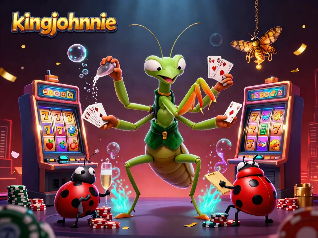 Engage with kingjohnnie casino featuring a lively mantis dealer and a ladybug pit boss.