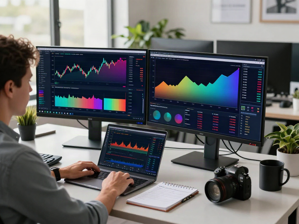 TradingView官网 inspired trading workspace with charts and data analysis