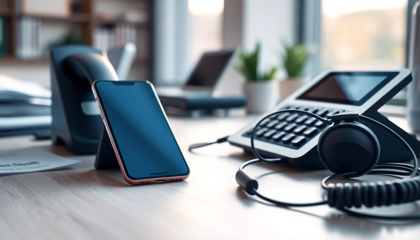 Showcasing modern small business phone systems for effective communication in an office setting.