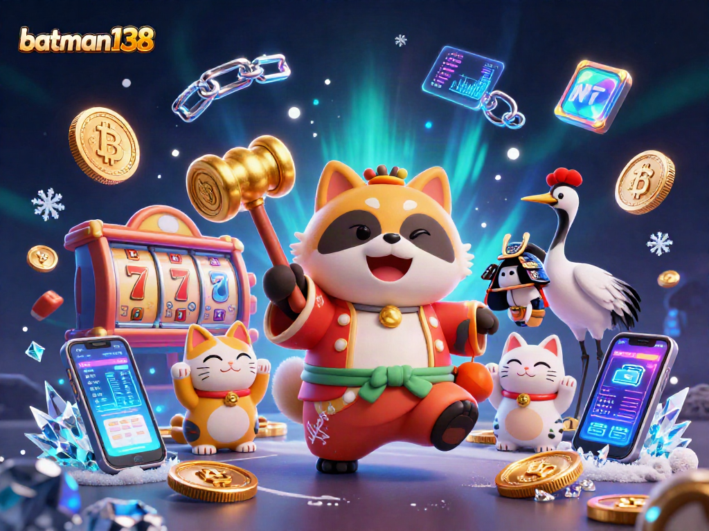 Engage in the thrilling experience of batman138 slots with exciting wins and interactive gameplay in this vibrant illustration.