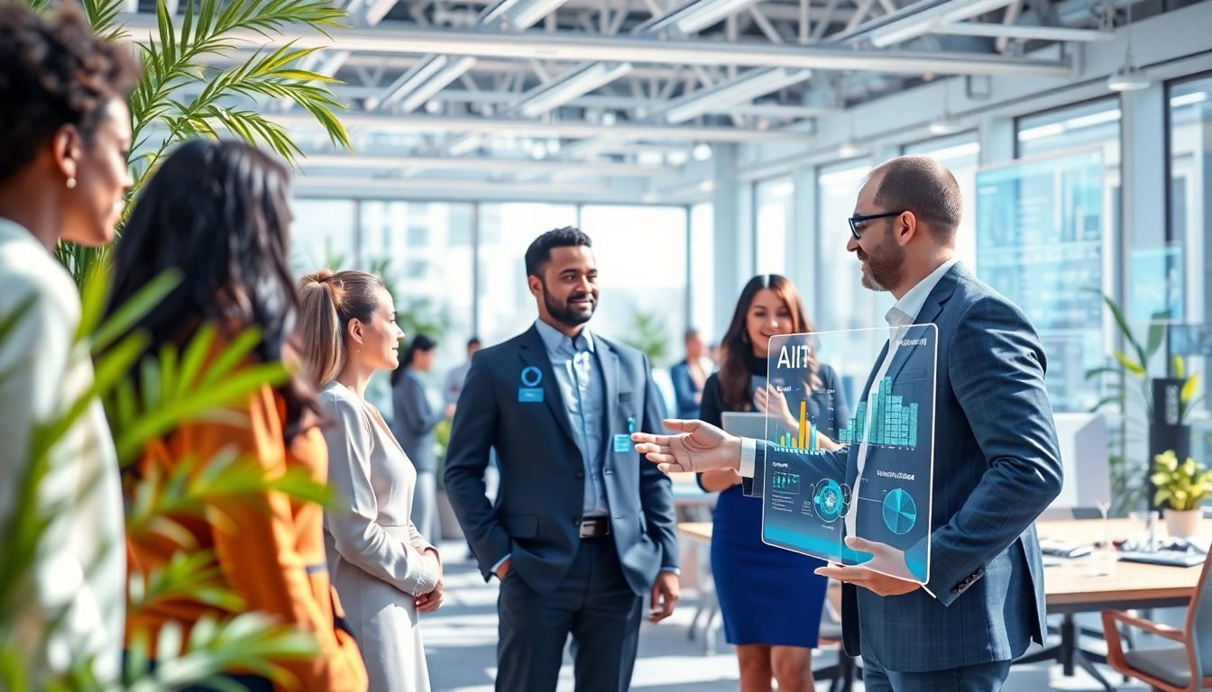 AI agents assisting in a collaborative workspace, showcasing innovation and technology.
