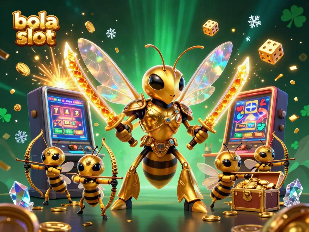 Experience the excitement of bola slot as a golden hornet warrior showcases jackpot-winning plays with dynamic casino elements.