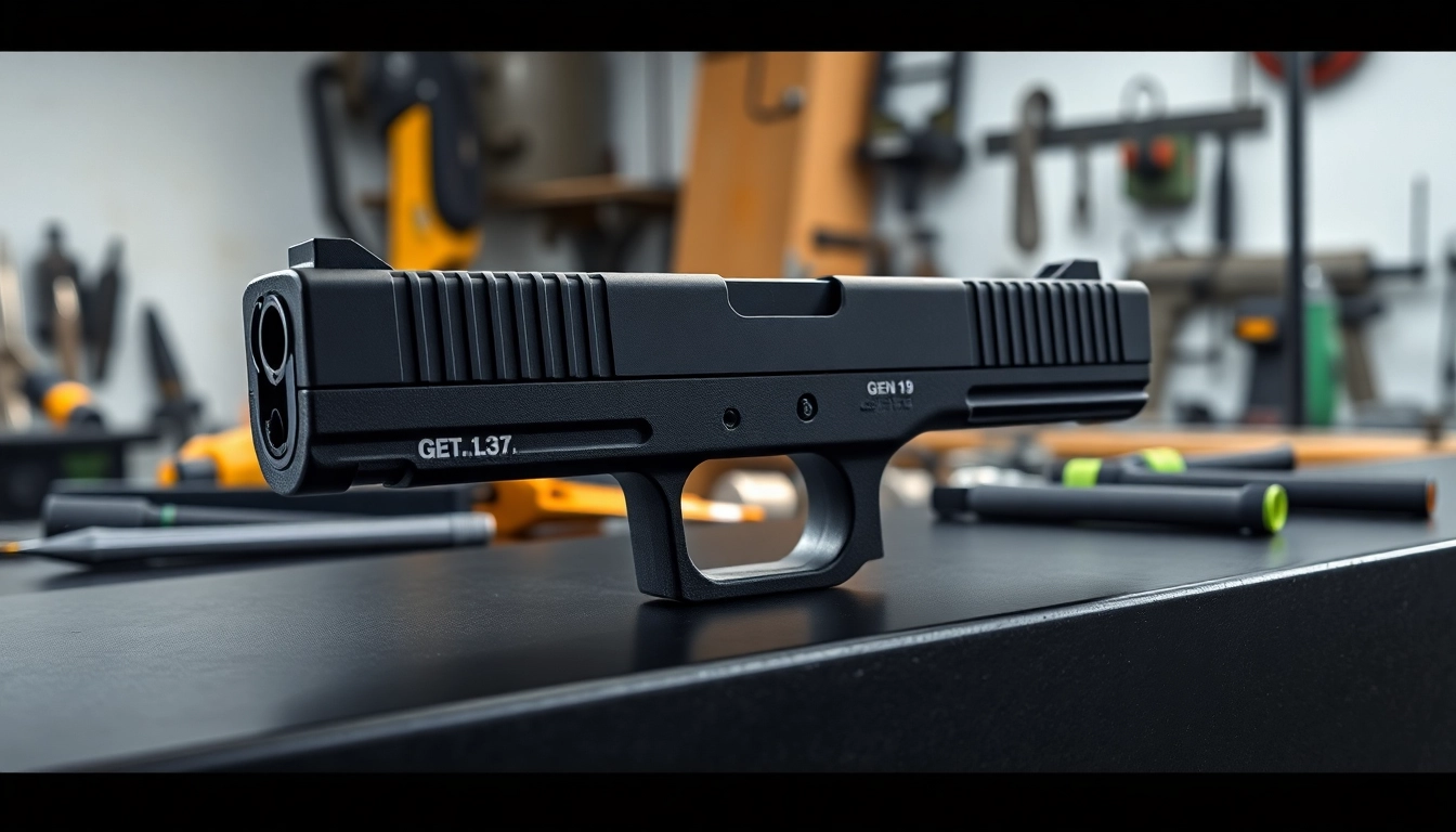 Inspecting glock 19 gen 3 oem slide showcasing detailed craftsmanship and design.