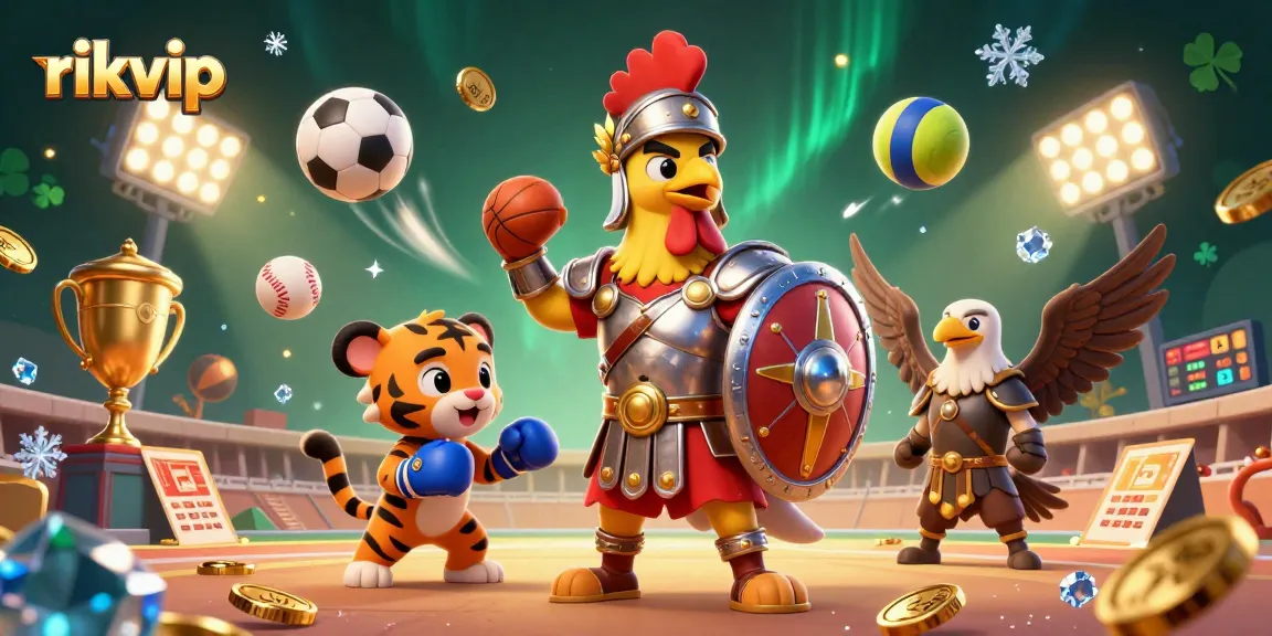 Experience exciting gameplay at rikvip with this vibrant 3D illustration showcasing dynamic sports betting elements.