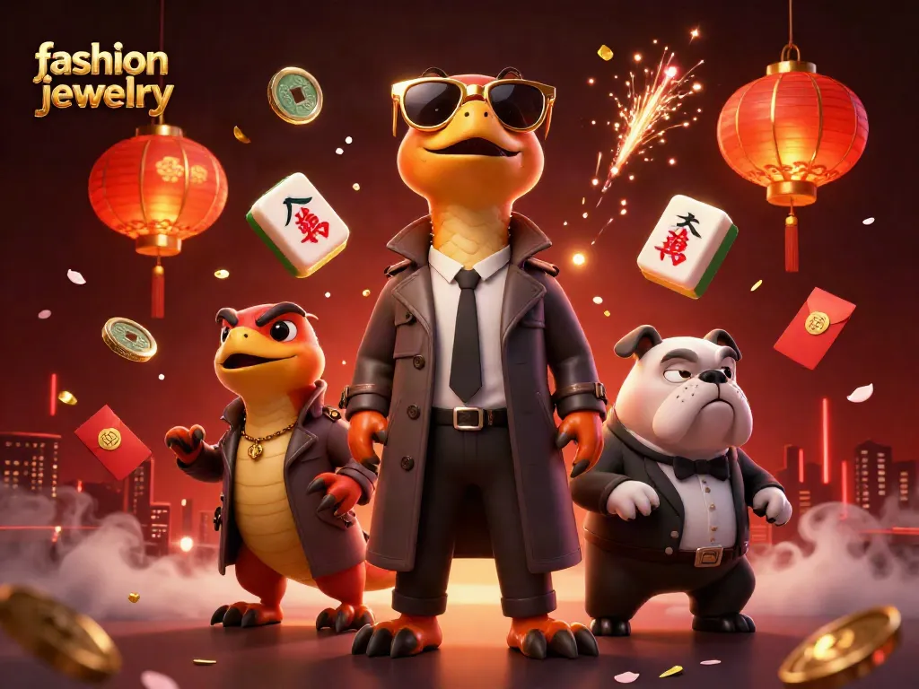 Experience vibrant fashion jewelry elements in a lively casino scene featuring playful raptors.