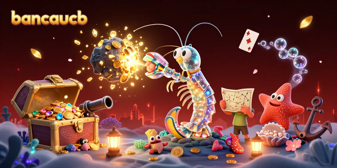 Engage in thrilling marine adventures with bancaucb's colorful treasure hunt, featuring 3D characters and vibrant treasures.