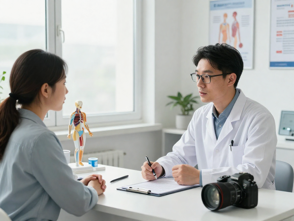 Discussing bel fıtığı ameliyatı options in a professional medical setting with a surgeon.
