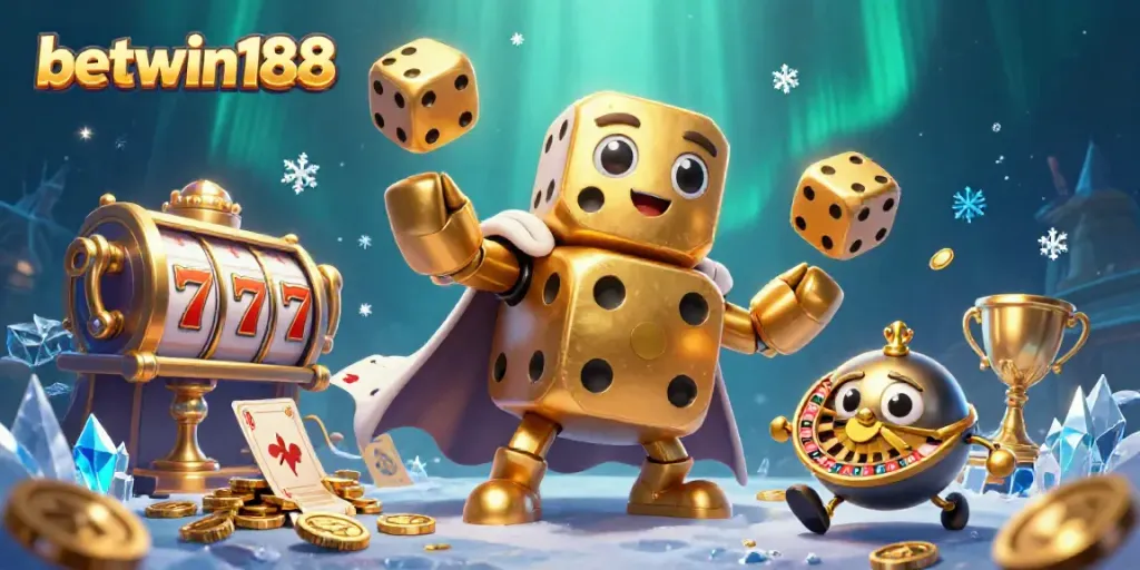 Menangkan permainan di BETWIN188 dengan ilustrasi kasino 3D yang penuh warna dan detail.