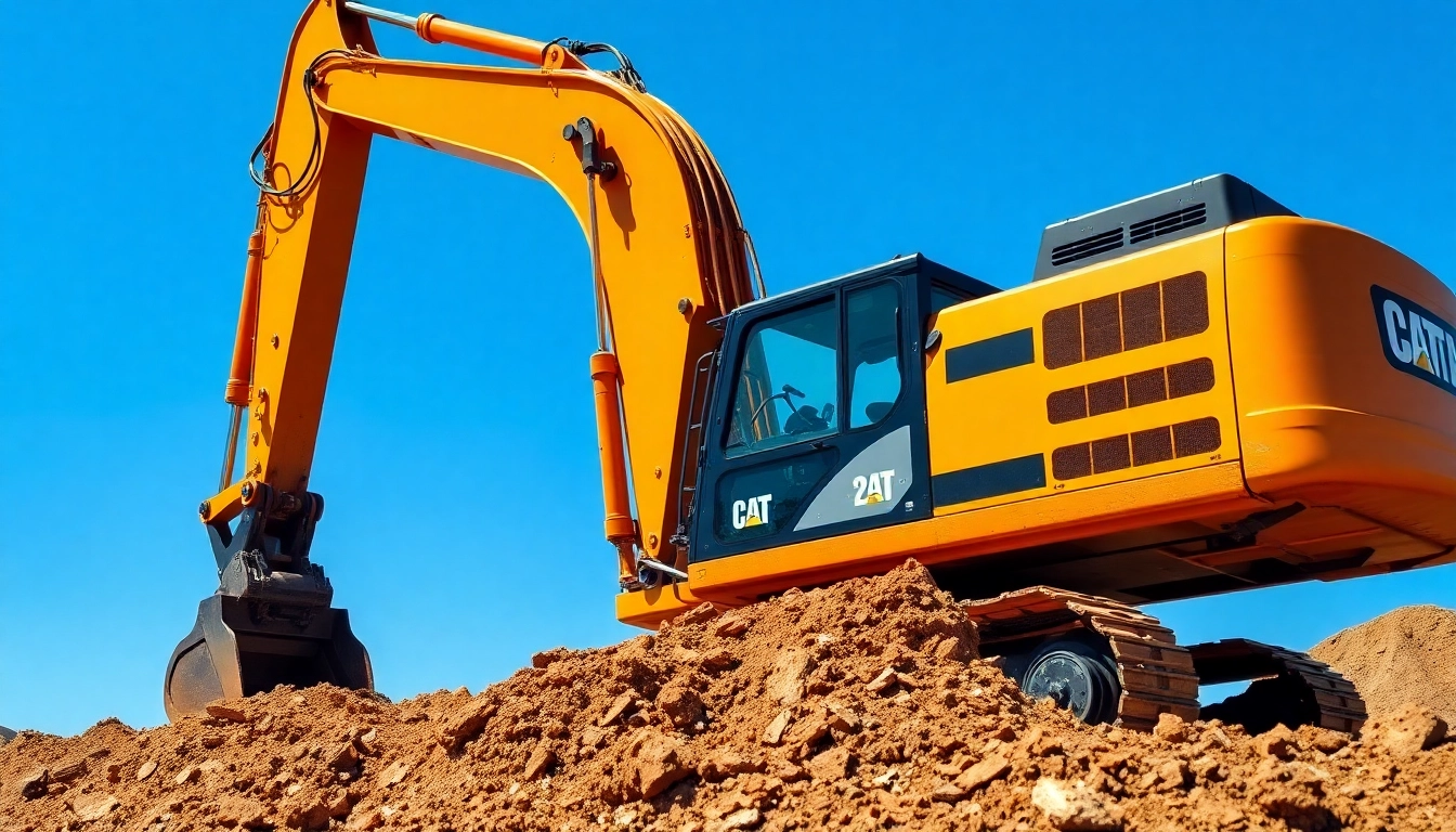 Excavator actively digging at a construction site demonstrating its mechanical prowess and durability.