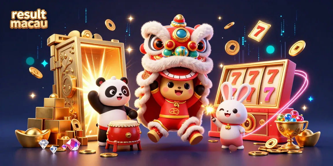 Experience win celebrations with result macau, featuring vibrant lion dance, gold, and jackpots