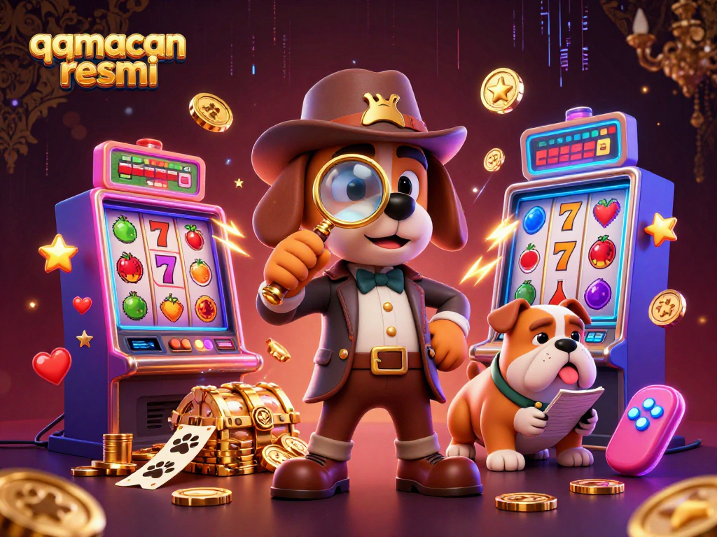 Engage in thrilling poker gameplay with qqmacan resmi and vibrant casino elements in a 3D scene.