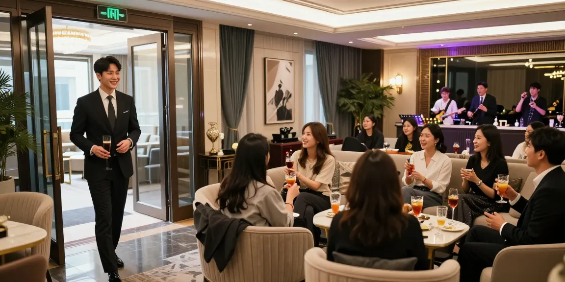 강남 구구단에서 고급스러운 룸과 매니저가 손님을 맞이하는 모습