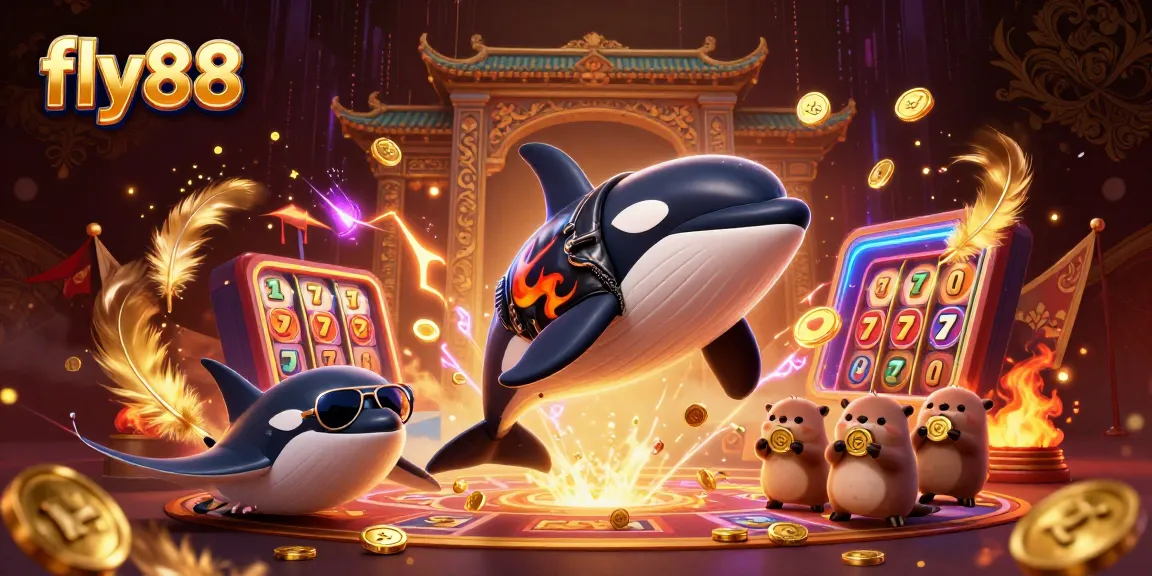 Experience thrilling gameplay at fly88 with vibrant animated characters and casino elements.