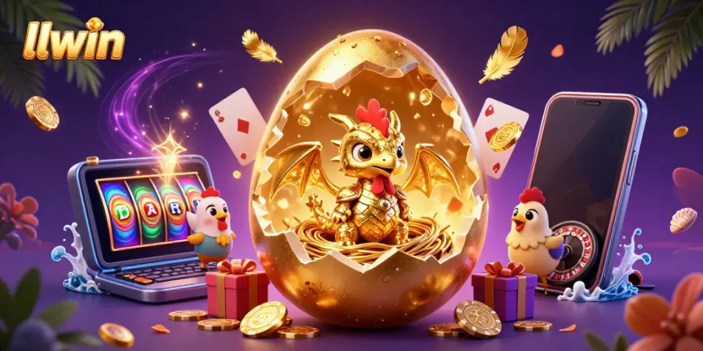 Experience thrilling gameplay with llwin through a vibrant 3D illustration of a dragon and casino elements.