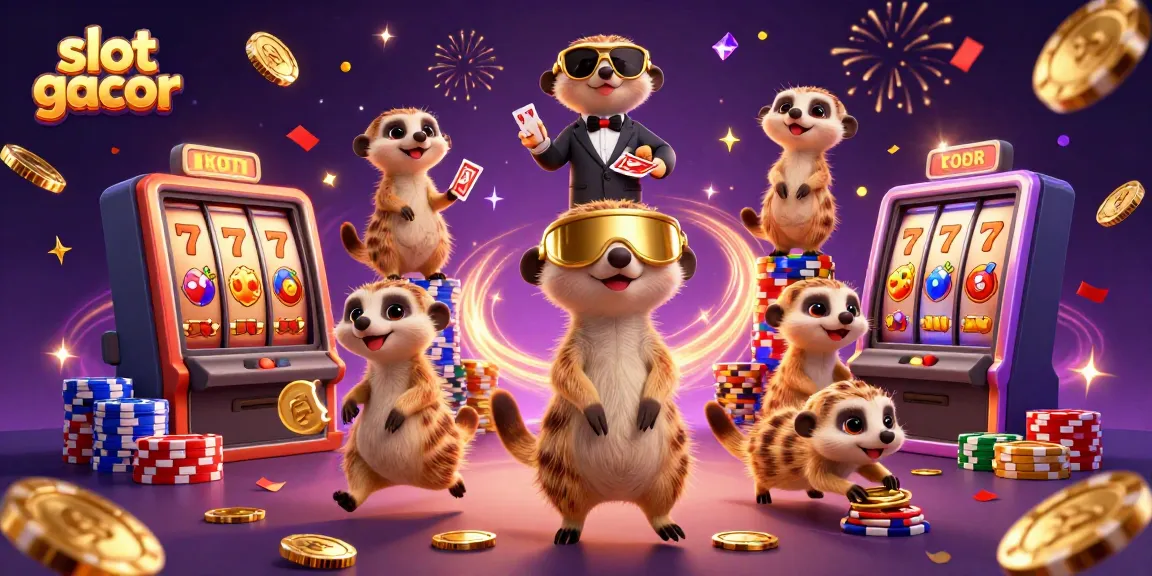 Experience excitement with slot gacor as meerkats operate a vibrant casino scene filled with action.