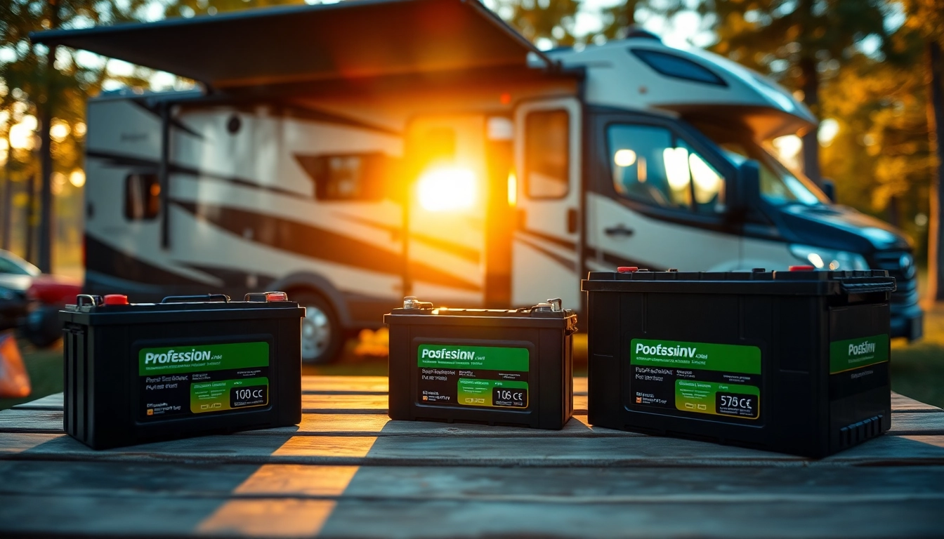 Showcasing lithium RV batteries in a natural outdoor setting, perfect for campers.